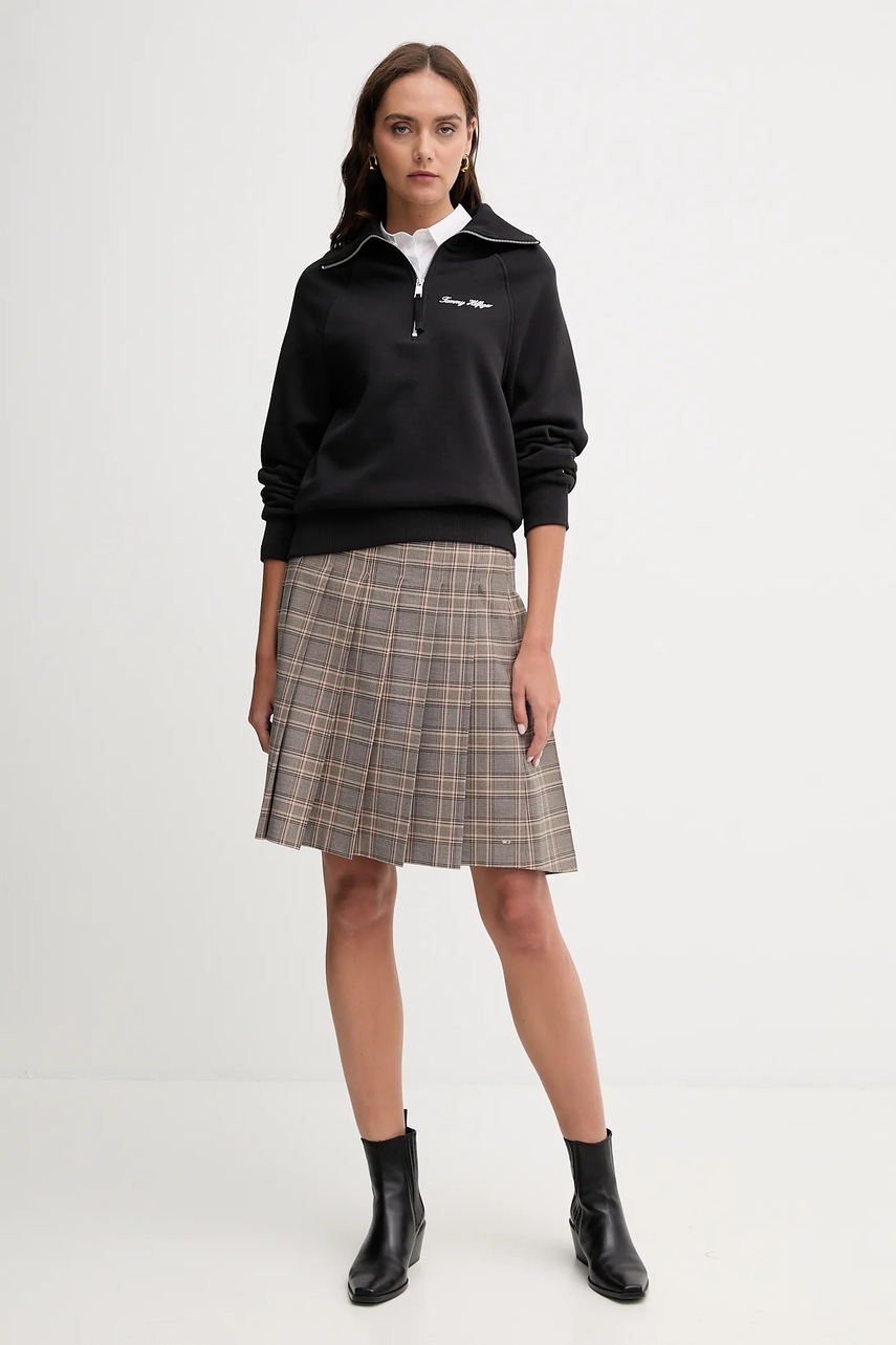 Юбка Tommy Hilfiger цвет коричневый mini расклешённая WW0WW46651