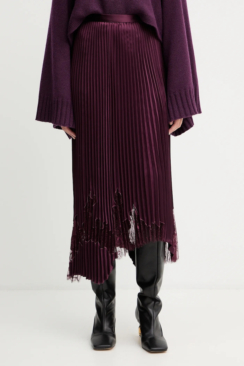 BOSS fustă culoarea bordo, midi, evazați, 50546594