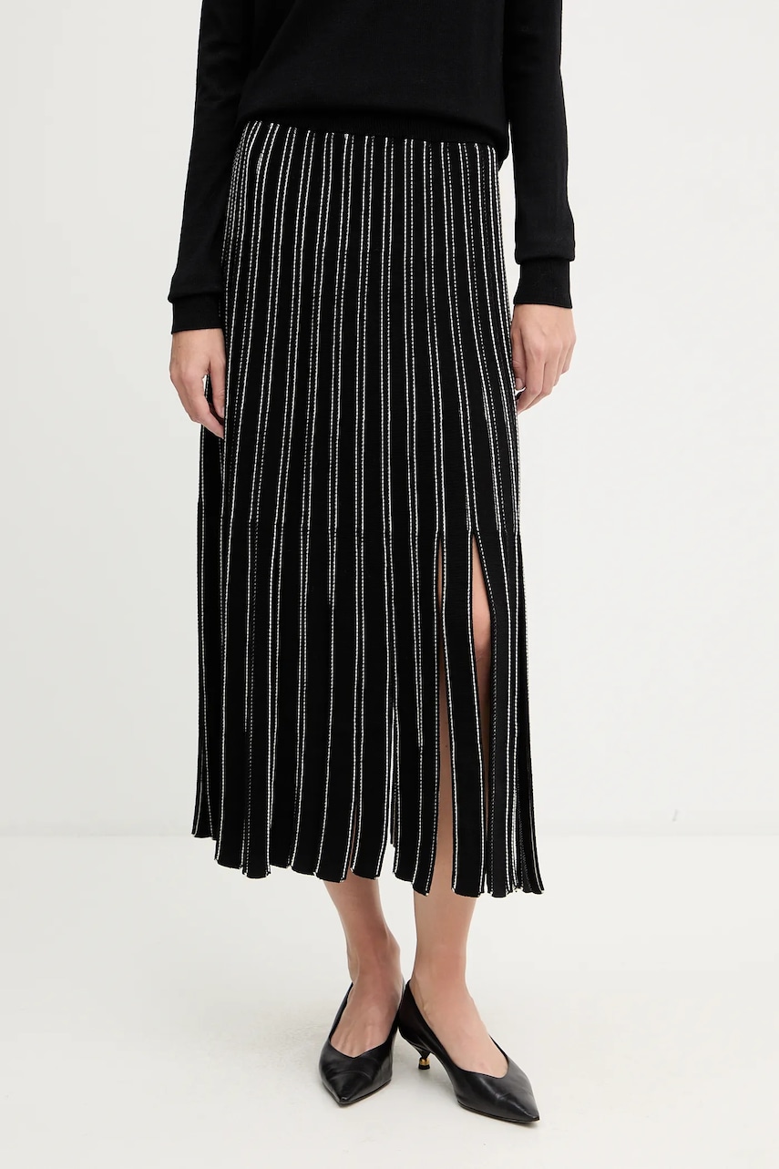 BOSS fustă culoarea negru, midi, evazati, 50553135