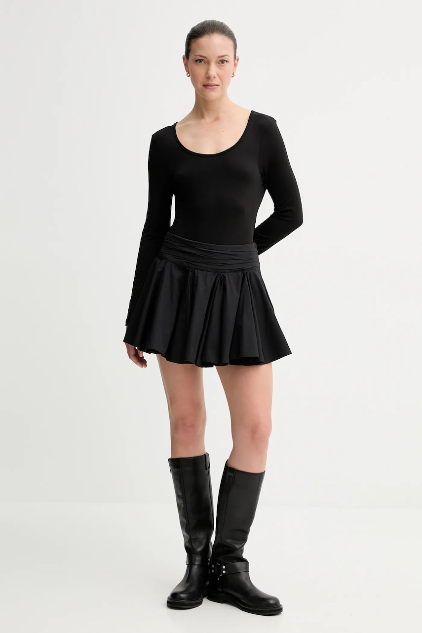 Хлопковая юбка AllSaints TULIP цвет чёрный mini расклешённая W016RD Хлопковая юбка AllSaints TULIP цвет чёрный mini расклешённая W016RD