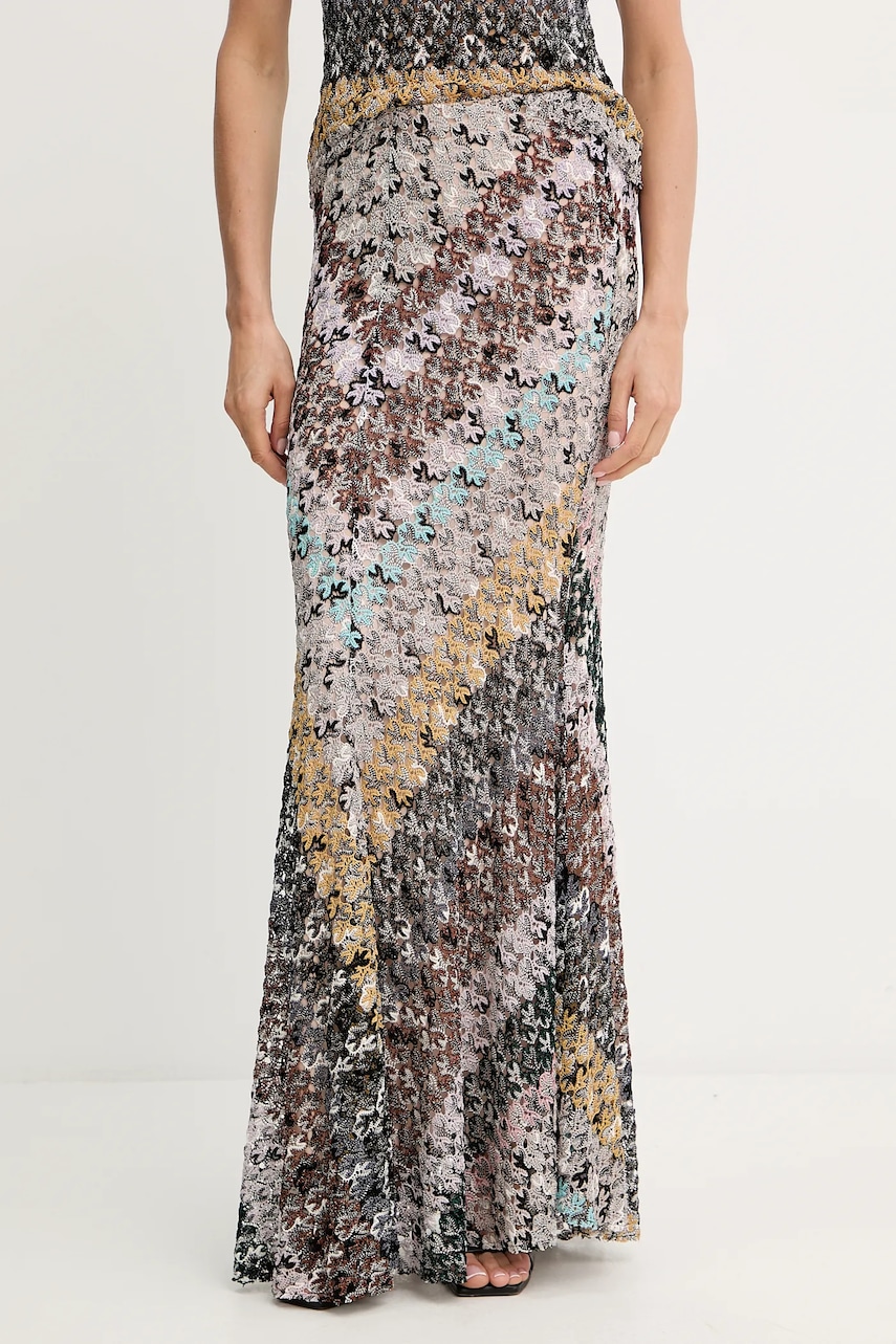 Missoni fusta culoarea maro, maxi, drept