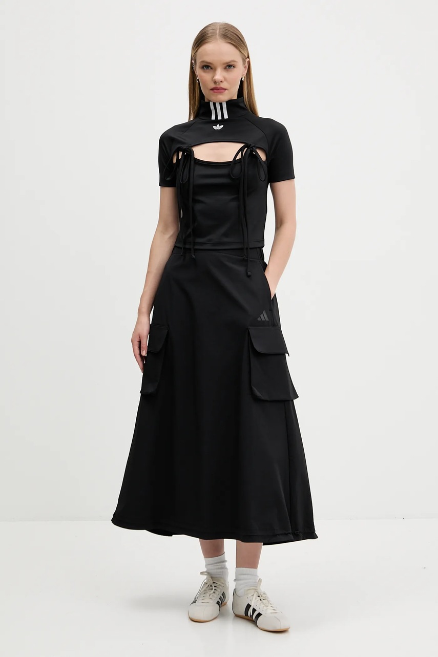 Юбка adidas City Tech цвет чёрный midi расклешённая JM8438