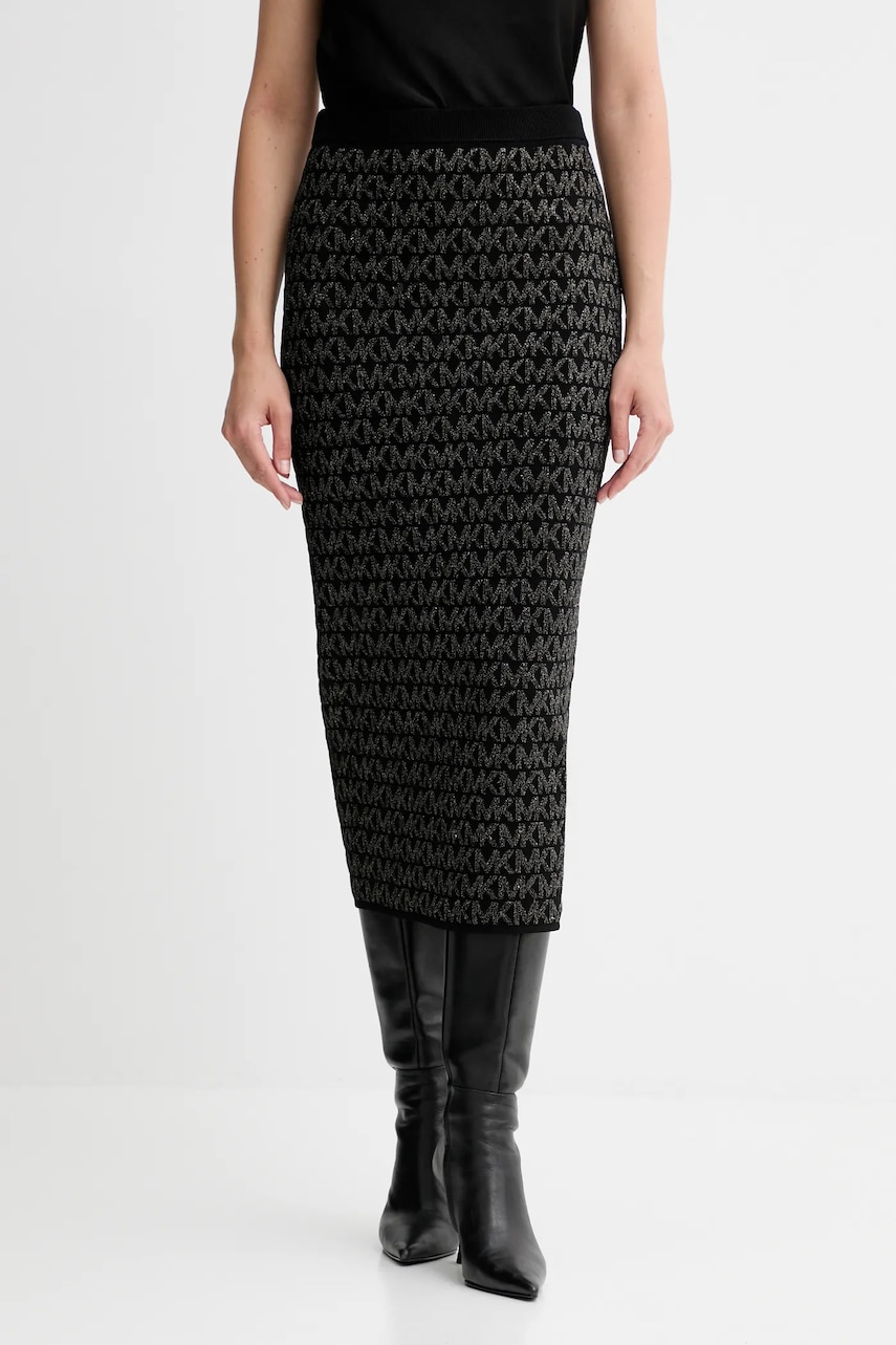 MICHAEL Michael Kors fustă culoarea negru, midi, creion, MF570L4K0K