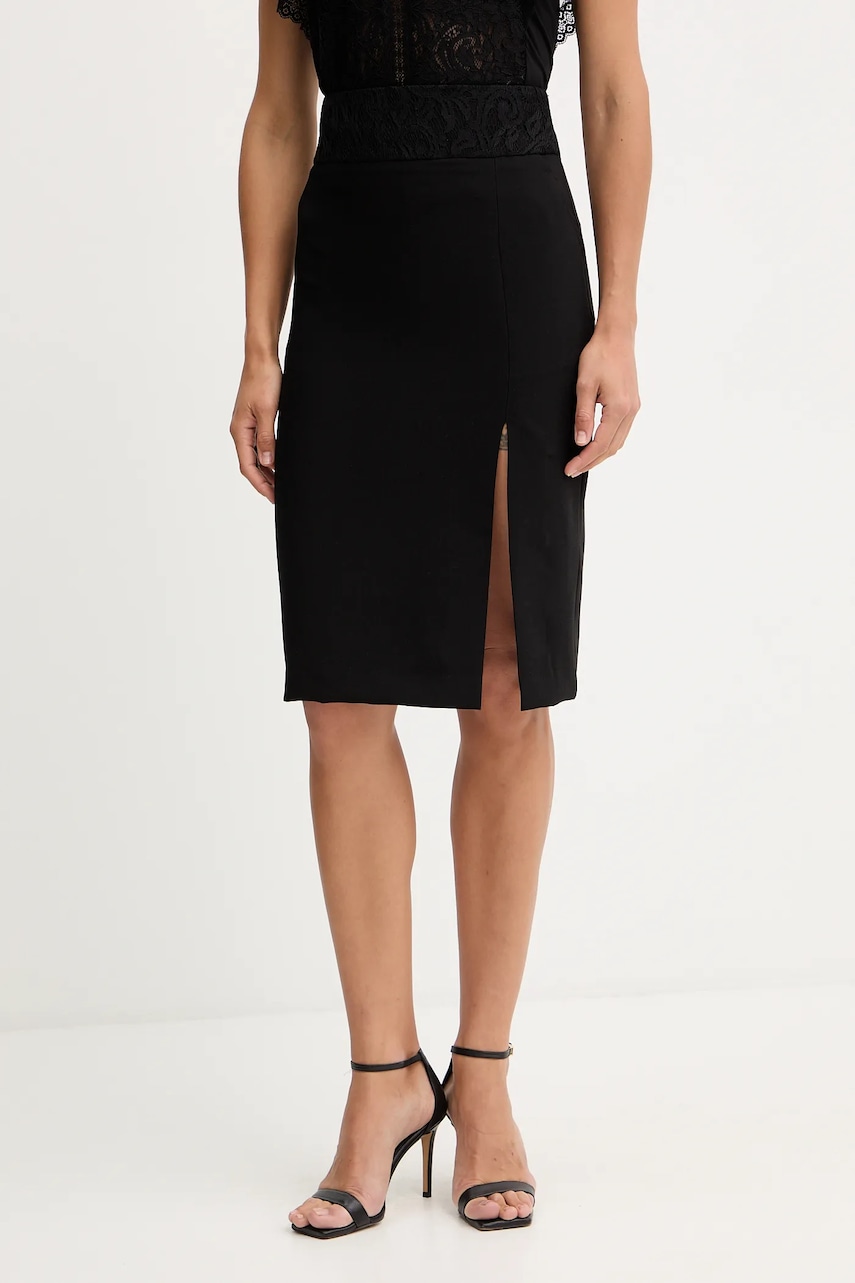 Morgan fustă culoarea negru, mini, creion, JANY.F