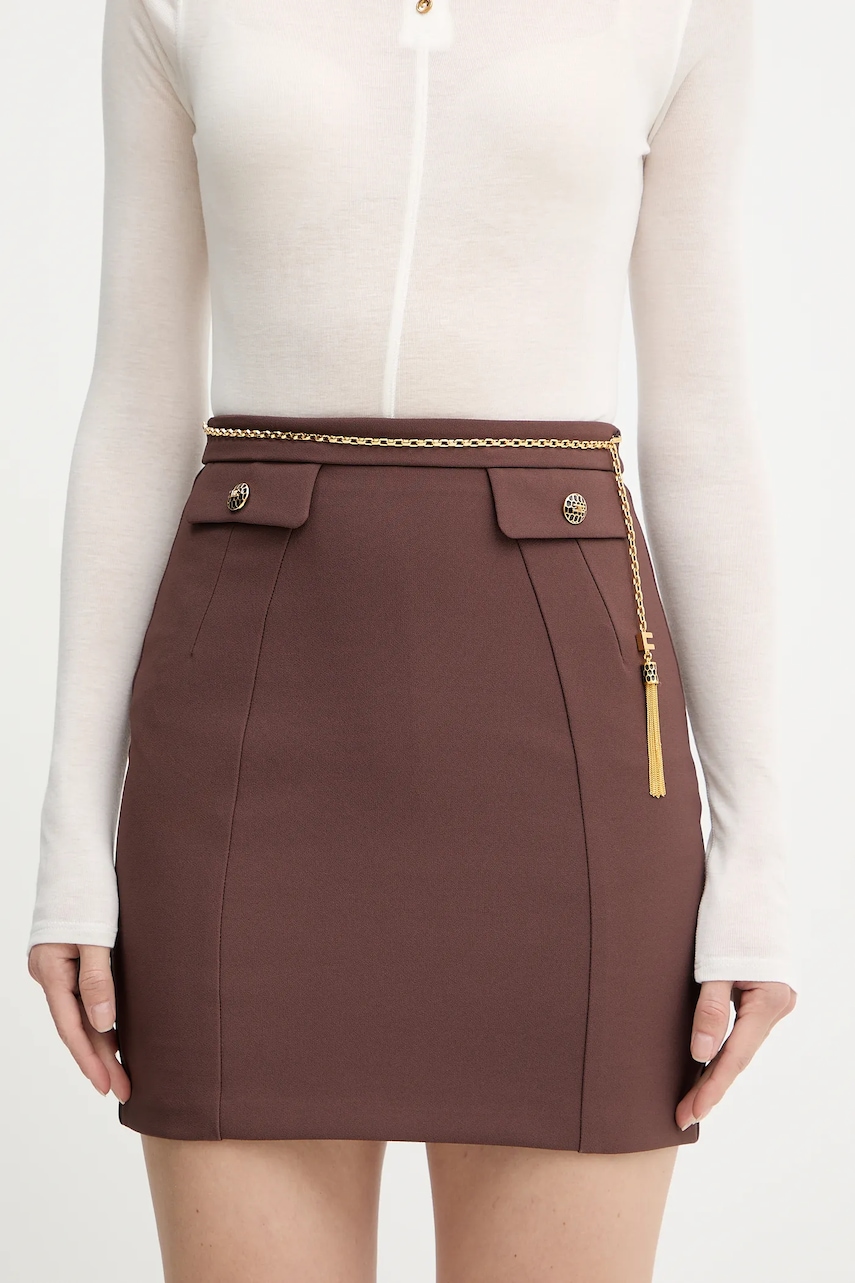 Sukně Elisabetta Franchi hnědá barva, mini, GO14857E2