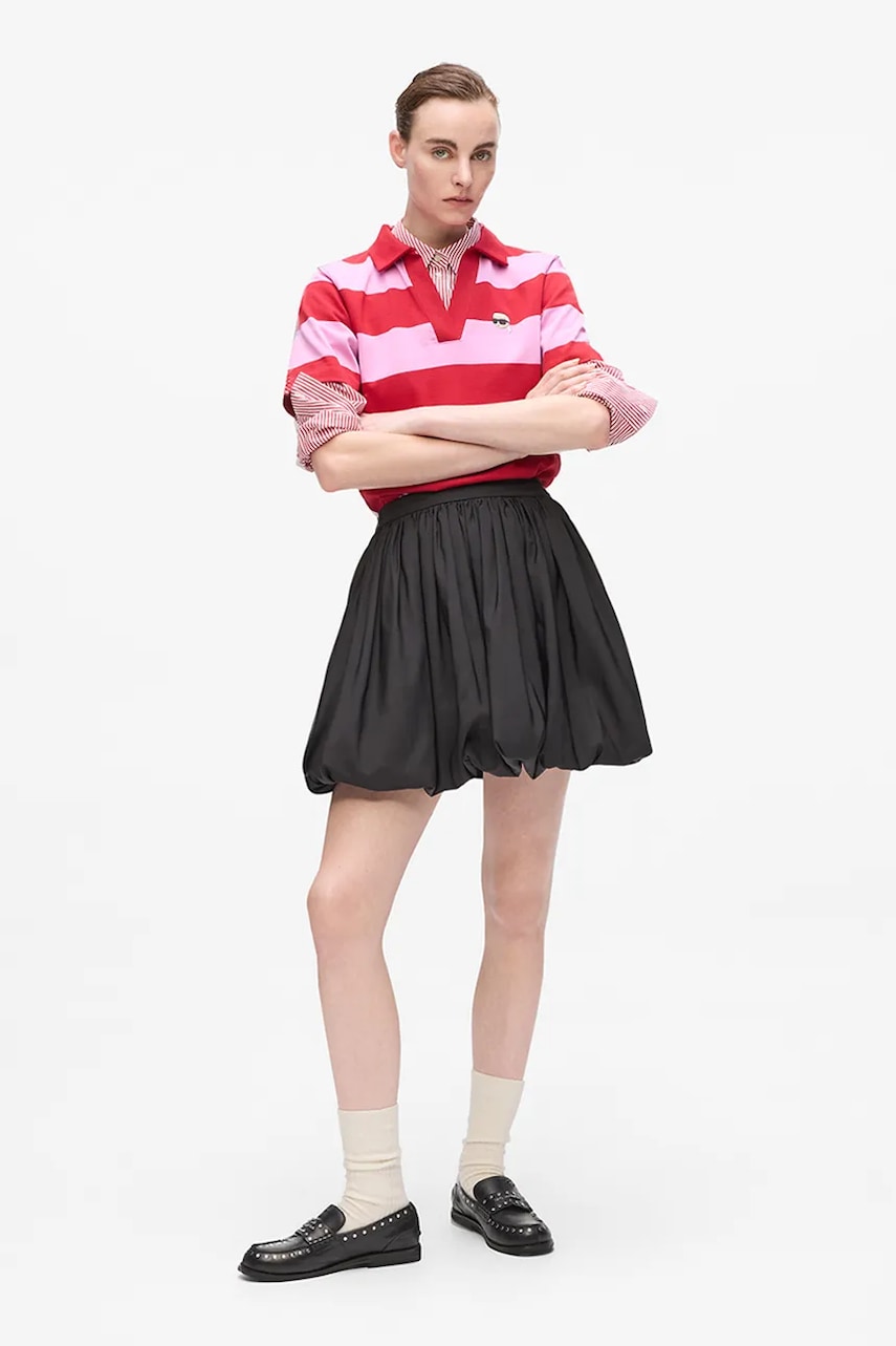 Levně Sukně Karl Lagerfeld černá barva, mini, áčková, A4W12025