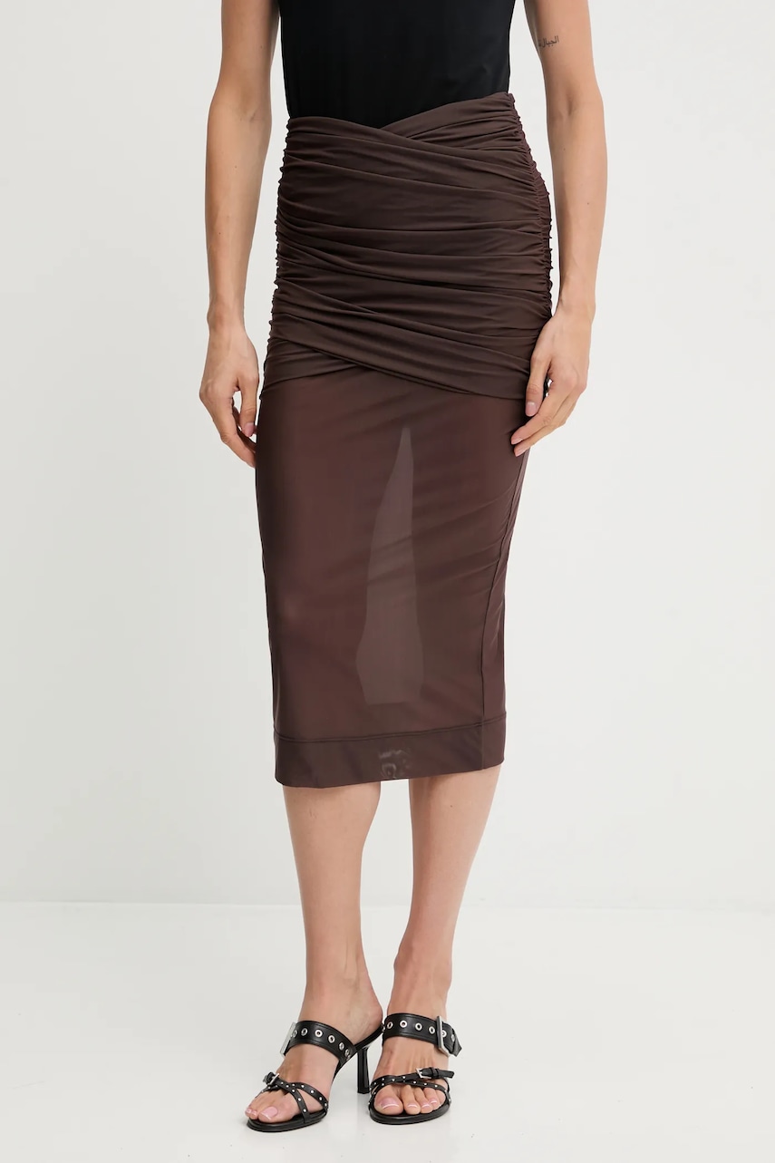 Aniye By fustă culoarea maro, midi, drept, 181322