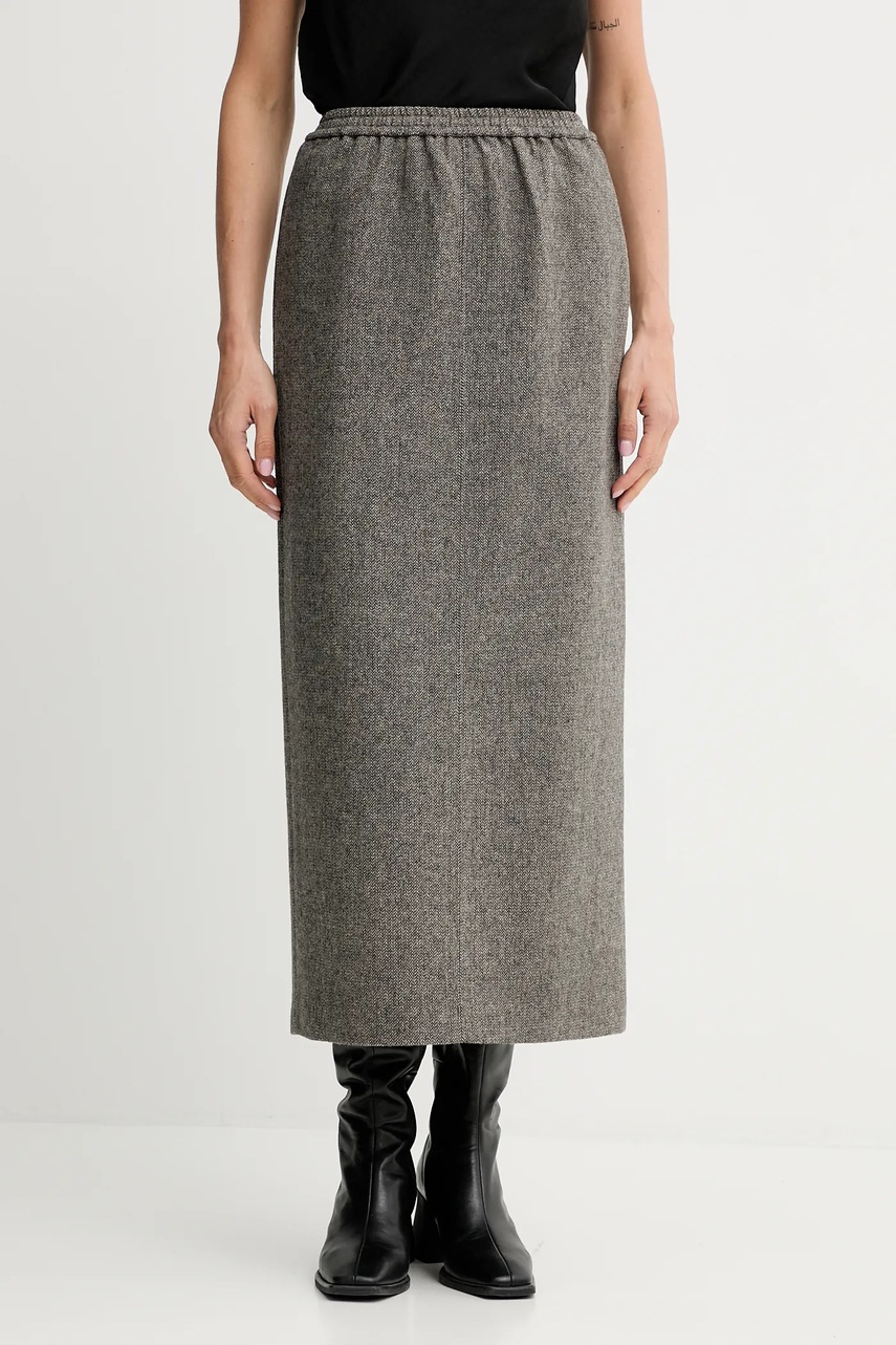ISABELLE BLANCHE fustă cu lână culoarea gri, maxi, drept, IS25FW-G081-T012