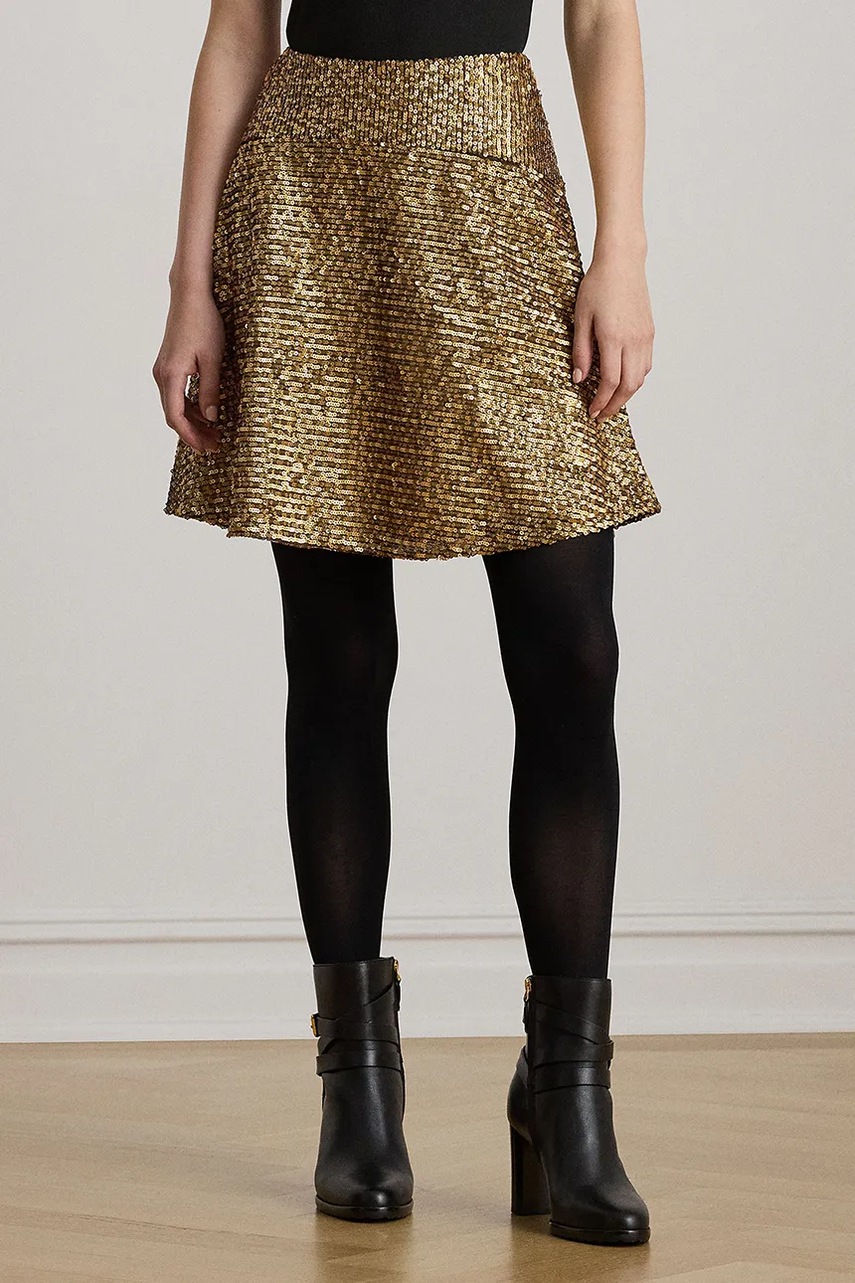 Юбка Lauren Ralph Lauren цвет золотой mini расклешённая 200979905