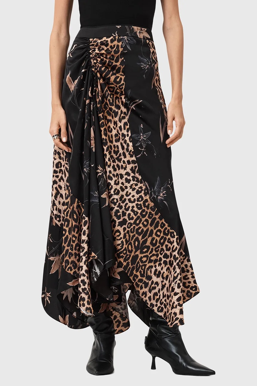 Юбка AllSaints ARLEEN цвет чёрный maxi расклешённая W006RD