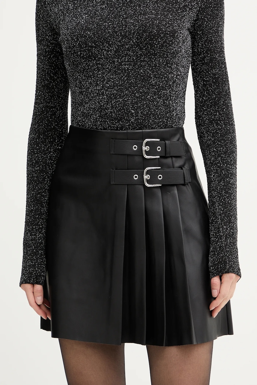 Morgan fustă culoarea negru, mini, drept, JPAT