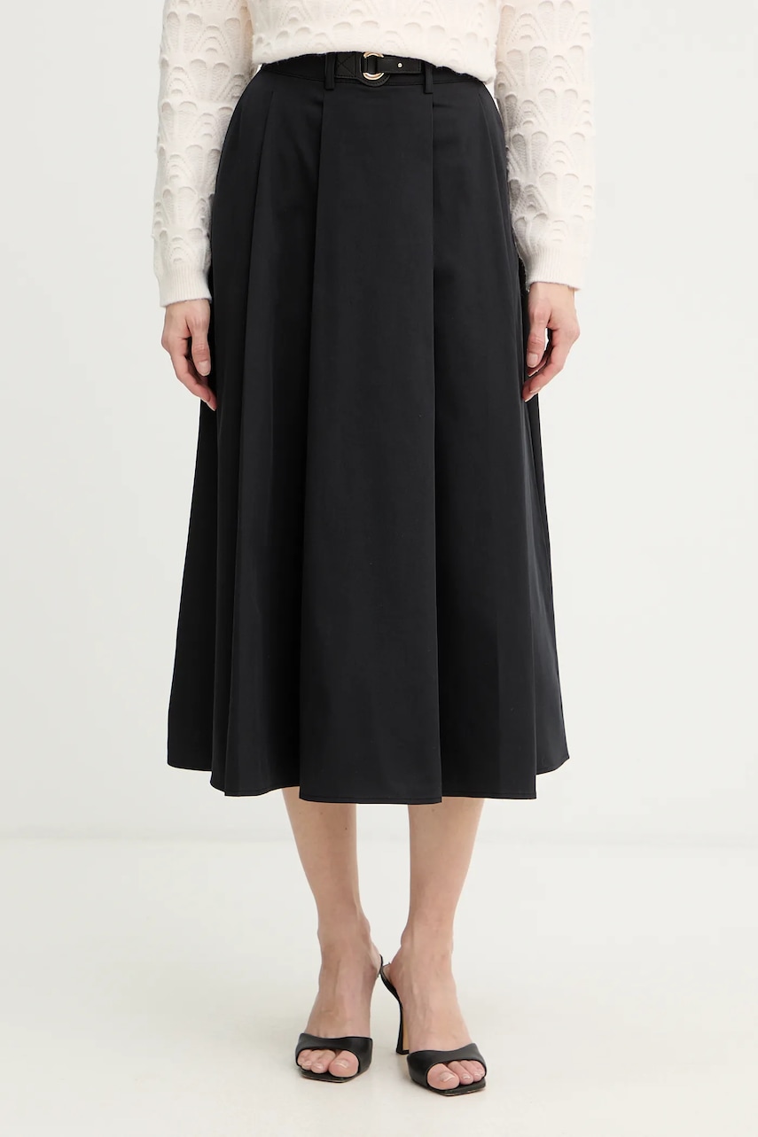 Morgan fustă culoarea negru, midi, evazați, JOKER.F
