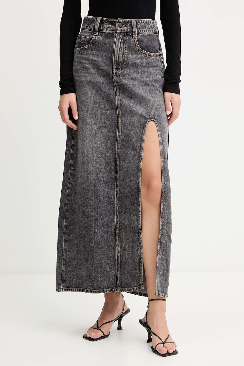 Miss Sixty fustă jeans culoarea gri, maxi, evazați, 6S3KJ40600