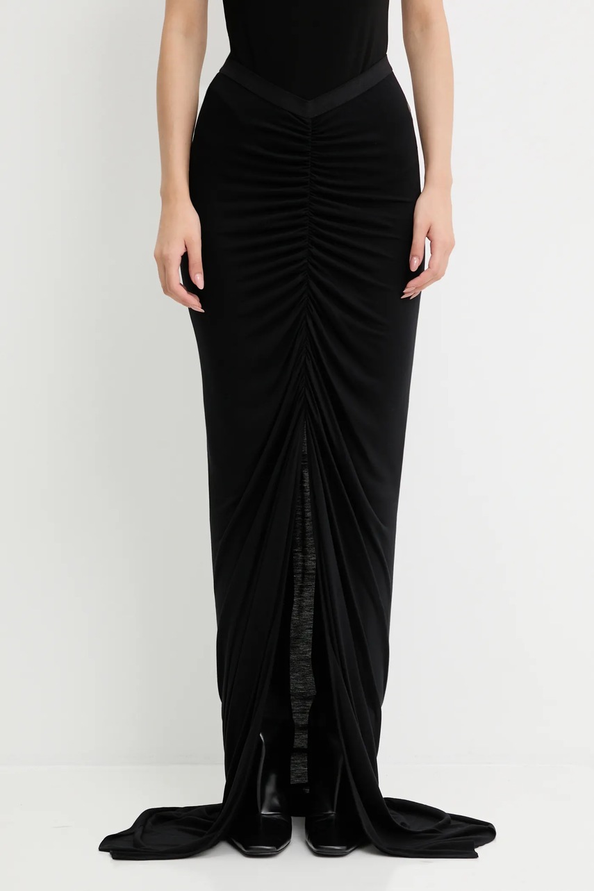 Rick Owens Lilies fustă Poppy culoarea negru, maxi, drept, LI02E3317.RV