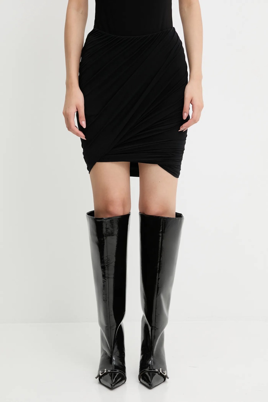 Rick Owens Lilies fustă din amestec de cașmir Luna culoarea negru, mini, creion, LI02E3309.JBWS