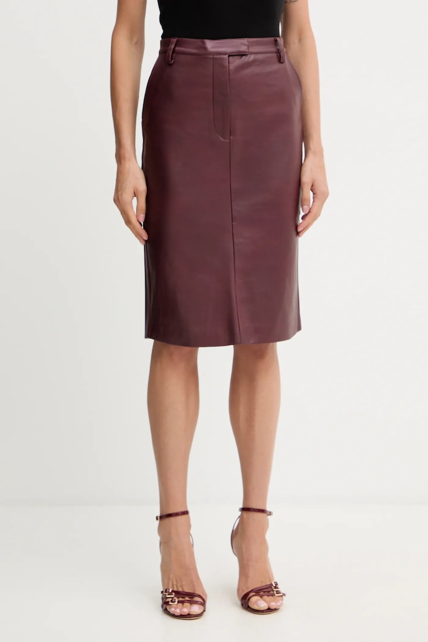 Bardot fustă culoarea bordo, mini, creion, 59679SB4