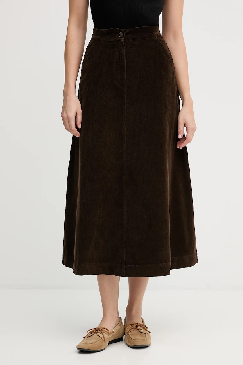 United Colors of Benetton fustă din bumbac culoarea maro, midi, evazați, 494BD0058