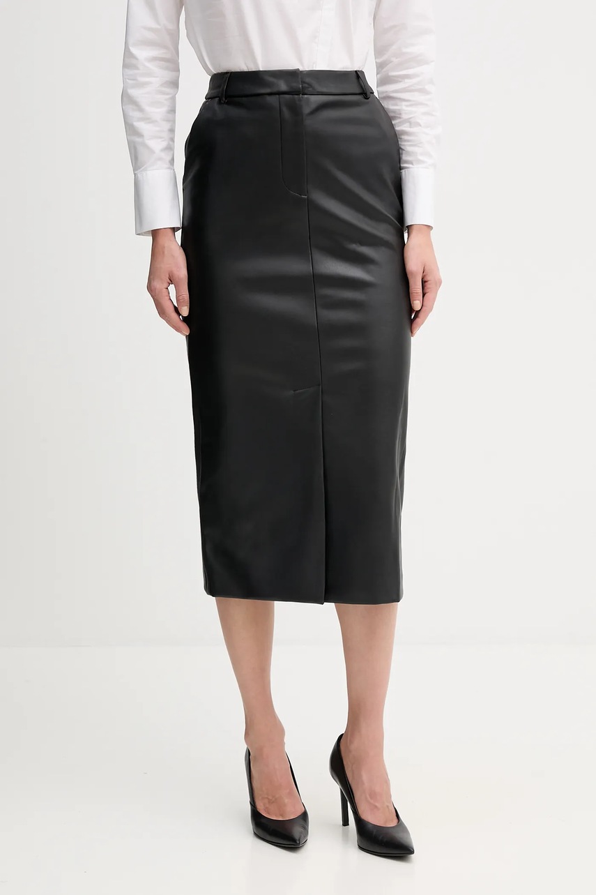 Sandro Ferrone fustă culoarea negru, midi, drept, S15YBFRIBES