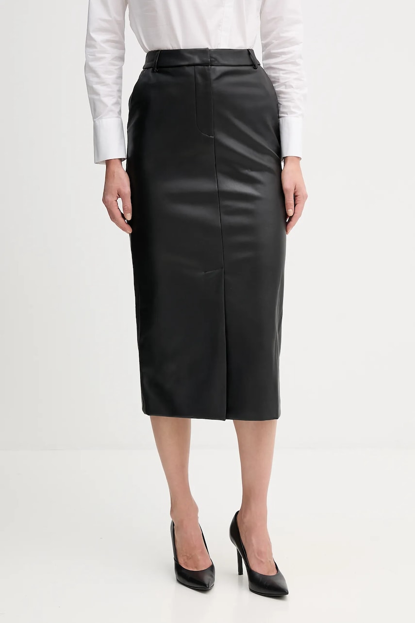 Sandro Ferrone fustă culoarea negru, midi, drept, S15YBFRIBES