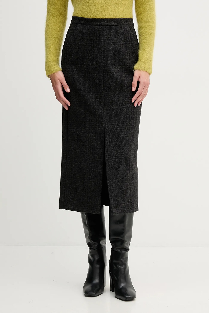 Sandro Ferrone fustă culoarea verde, midi, drept, S23YBFBLOGGER