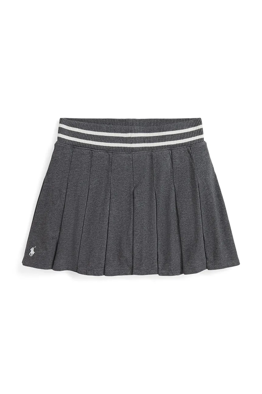 Детская хлопковая юбка Polo Ralph Lauren цвет серый mini расклешённая 313979023002 Детская хлопковая юбка Polo Ralph Lauren цвет серый mini расклешённая 313979023002