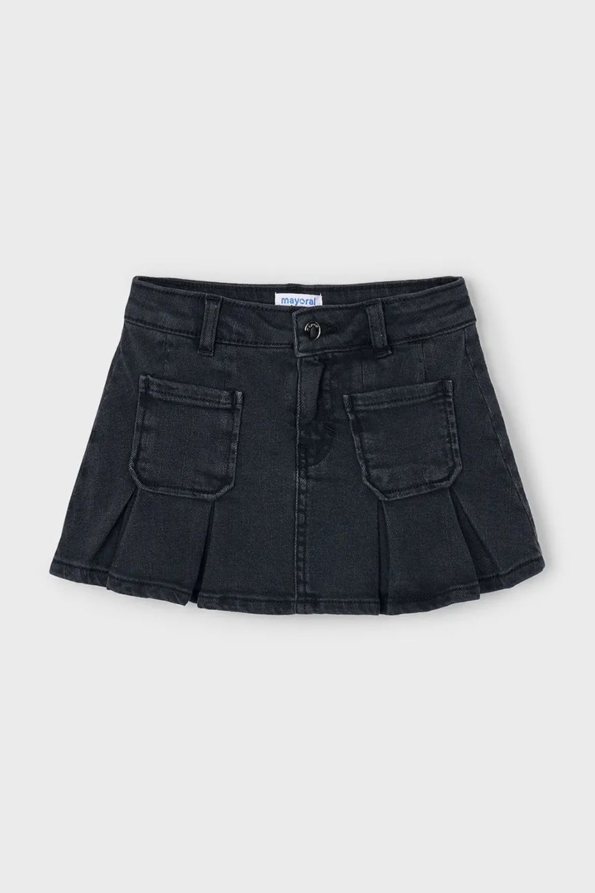 Детская джинсовая юбка Mayoral цвет чёрный mini расклешённая 4901