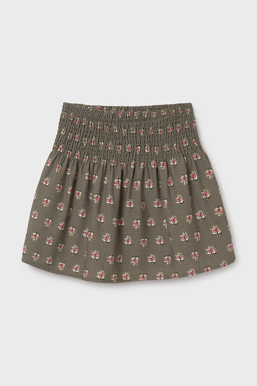 Детская юбка Mayoral цвет зелёный mini расклешённая 7901 Детская юбка Mayoral цвет зелёный mini расклешённая 7901