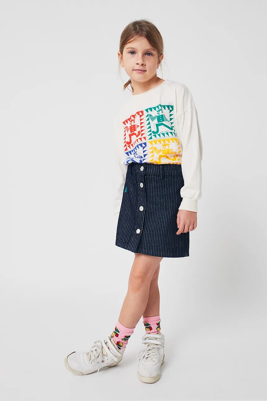 Bobo Choses fustă din bumbac pentru copii culoarea bleumarin, mini, drept, 225AC097