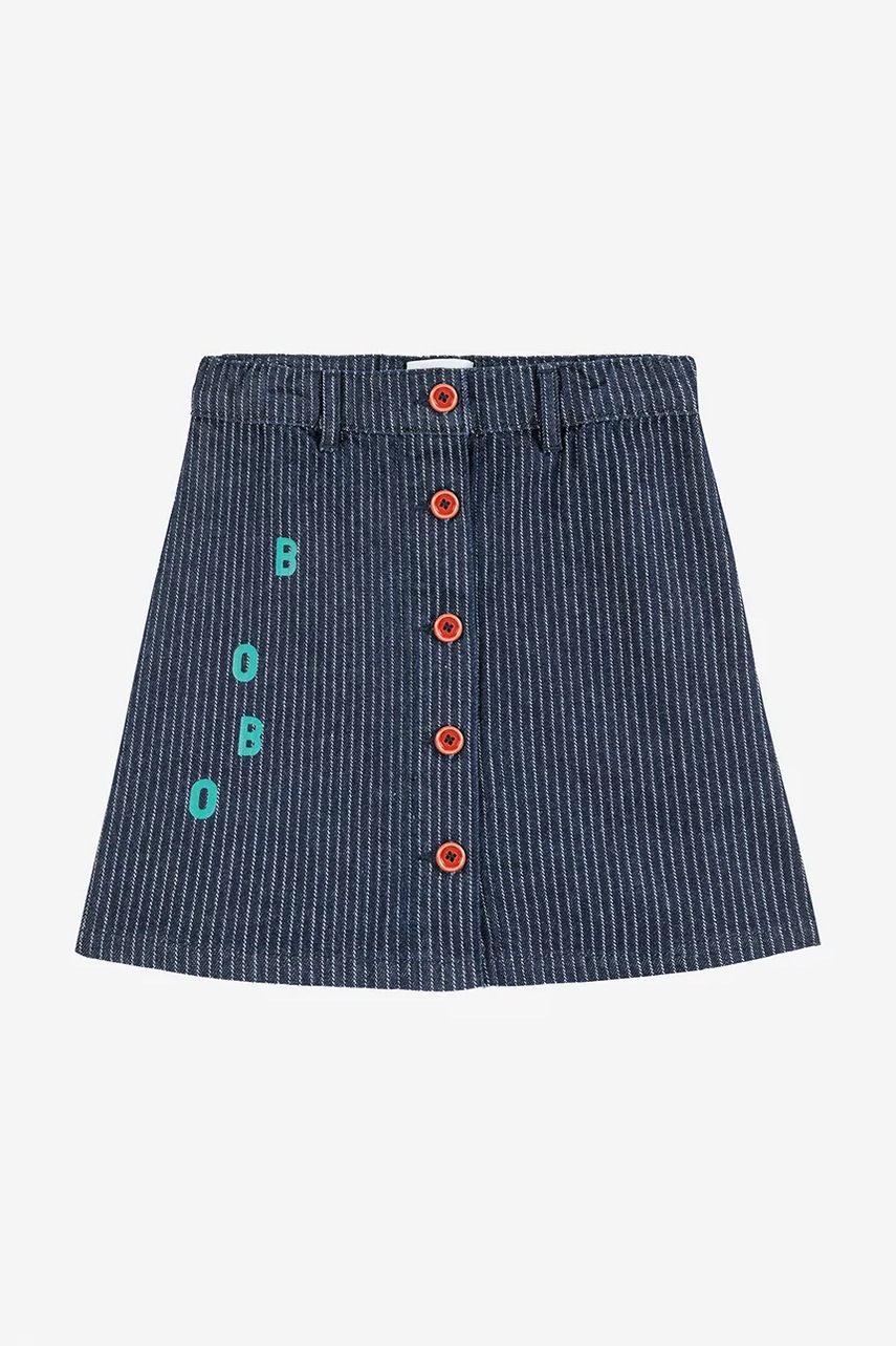 Детская хлопковая юбка Bobo Choses цвет синий mini прямая 225AC097