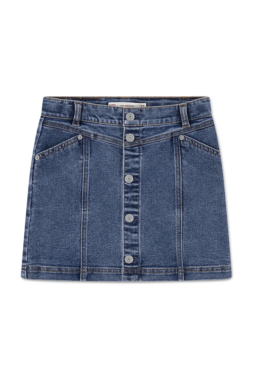 Levně Dětská sukně Levi's BUTTON FRONT SKIRT modrá barva, mini, 4EN580