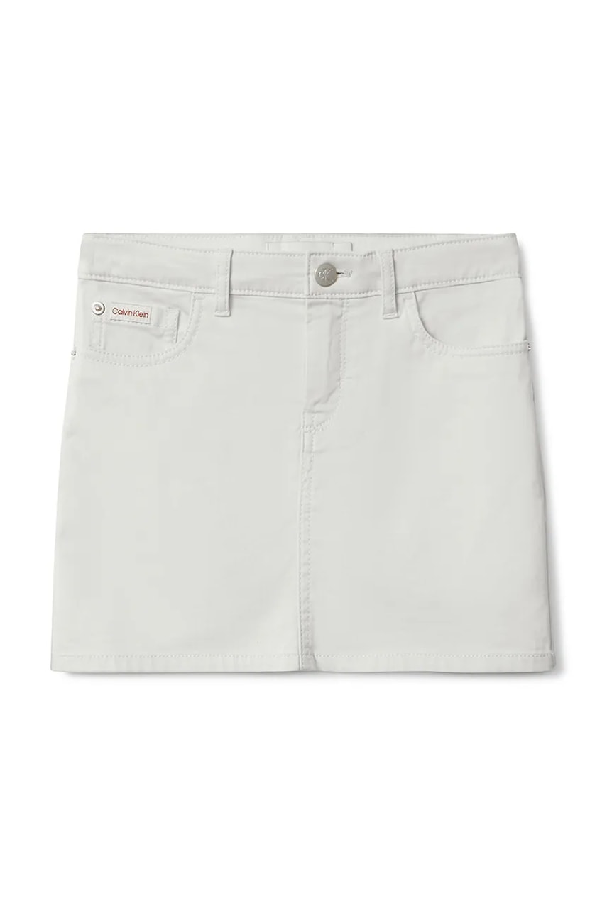 Детская юбка Calvin Klein Jeans цвет бежевый mini прямая IG0IG03030 Детская юбка Calvin Klein Jeans цвет бежевый mini прямая IG0IG03030