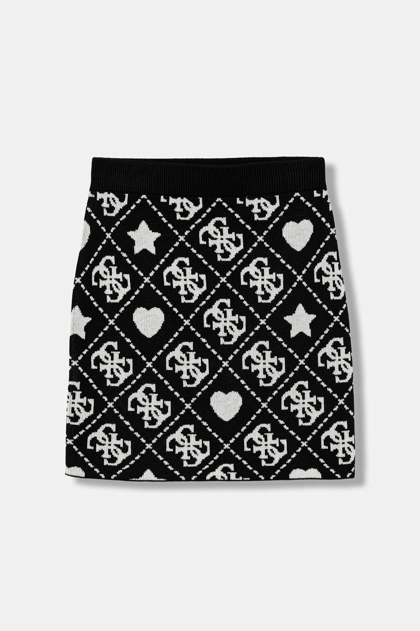 Levně Sukně s příměsí vlny pro děti Guess černá barva, mini, J5BD02 Z3K10