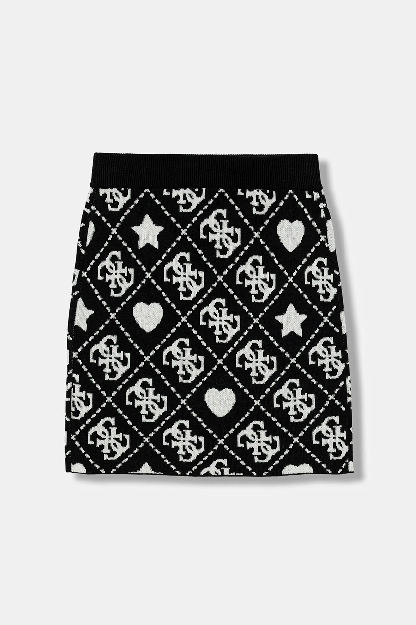 Детская юбка с примесью шерсти Guess цвет чёрный mini прямая J5BD02 Z3K10