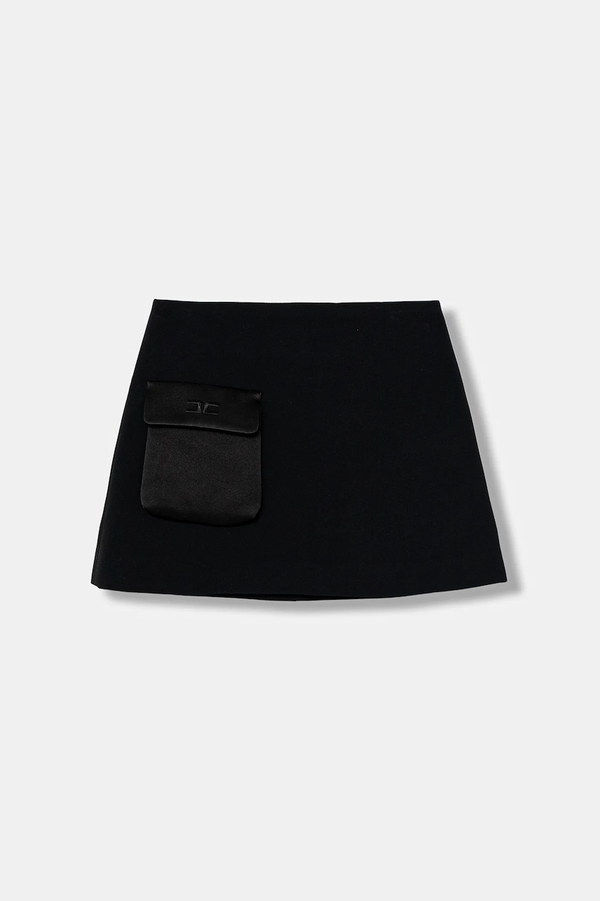 Elisabetta Franchi fustă fete culoarea negru, mini, evazați, EFGO200.0.GA085