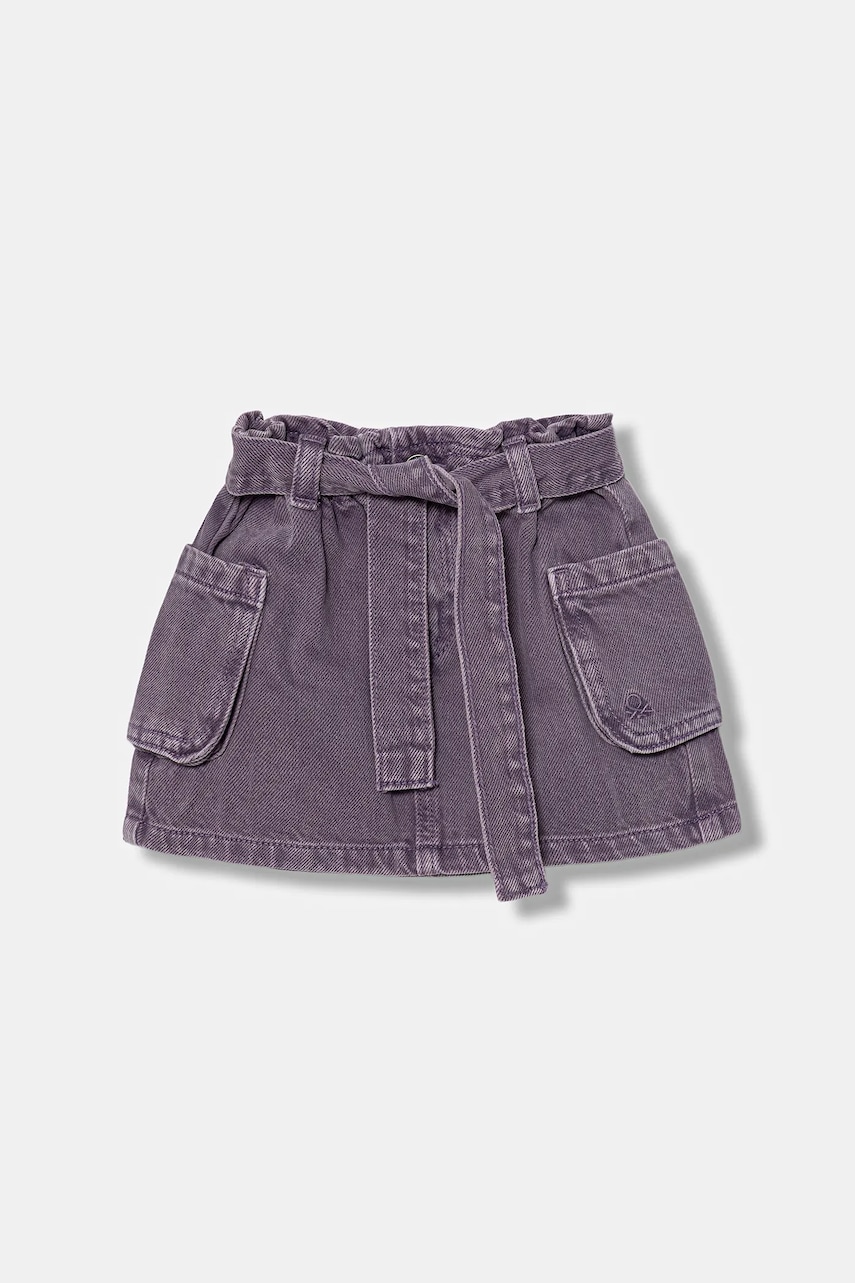 United Colors of Benetton fustă denim pentru copii culoarea violet, mini, evazați, 481SG0017