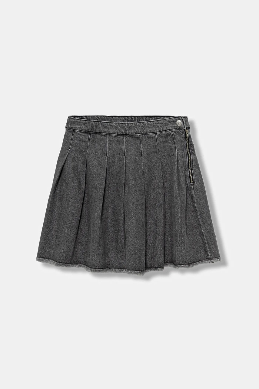 Levně Dětská riflová sukně United Colors of Benetton šedá barva, mini, áčková, 488PC002H