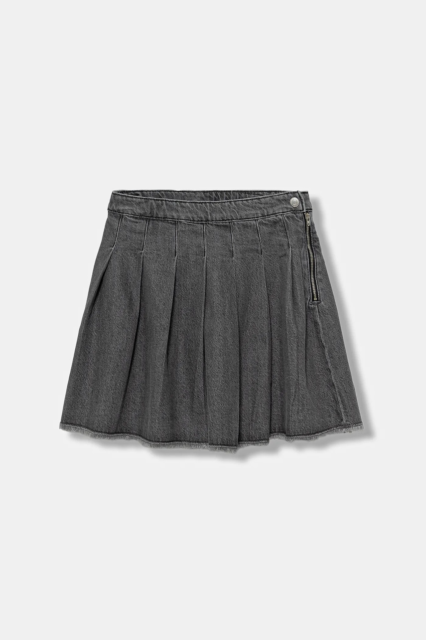 United Colors of Benetton fustă denim pentru copii culoarea gri, mini, evazați, 488PC002H