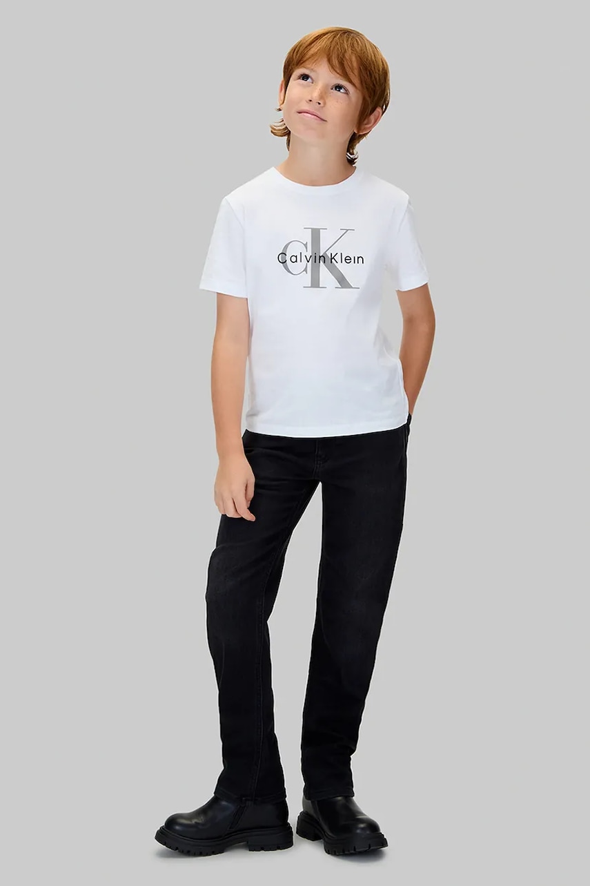 Levně Dětské rifle Calvin Klein Jeans STRAIGHT IB0IB02546