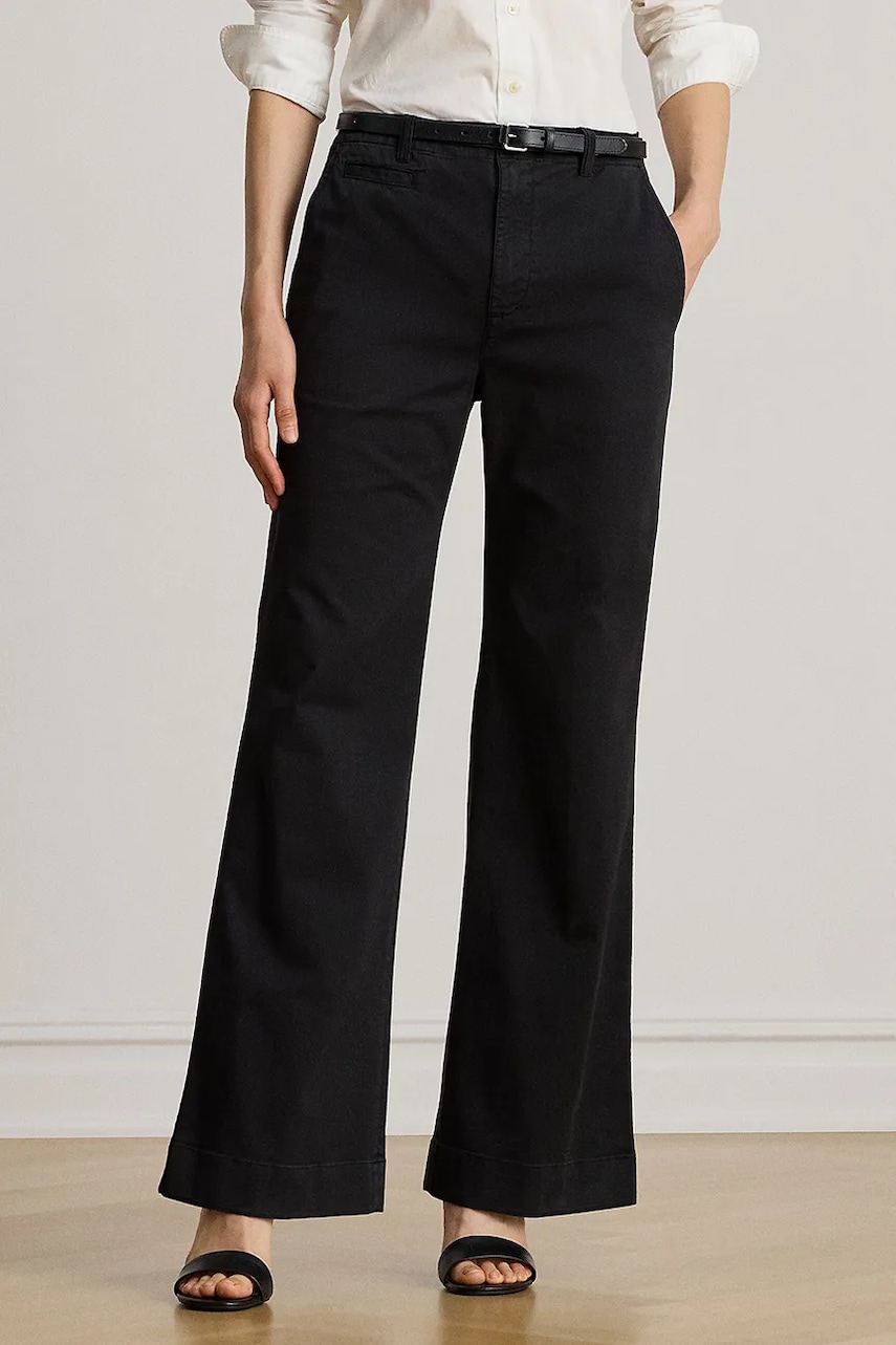 Брюки Lauren Ralph Lauren цвет чёрный клёш высокая посадка 200P02077 Брюки Lauren Ralph Lauren цвет чёрный клёш высокая посадка 200P02077