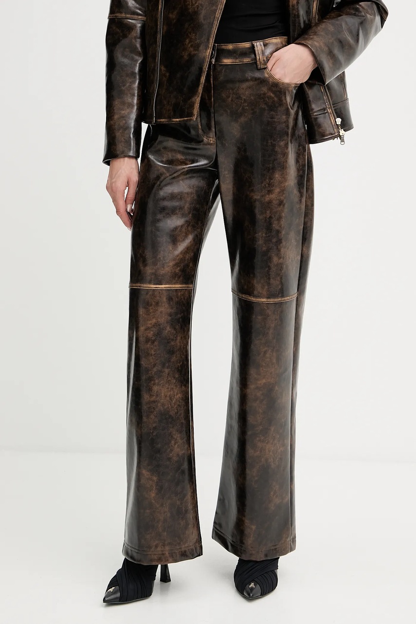 Levně Kalhoty Patrizia Pepe dámské, hnědá barva, široké, high waist, 8P0758 E064