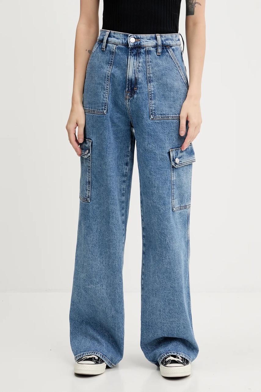 Levně Džíny Tommy Jeans dámské, modrá barva, DW0DW20479
