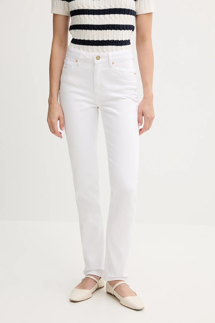 Levně Džíny Tommy Hilfiger dámské, bílá barva, WW0WW45678