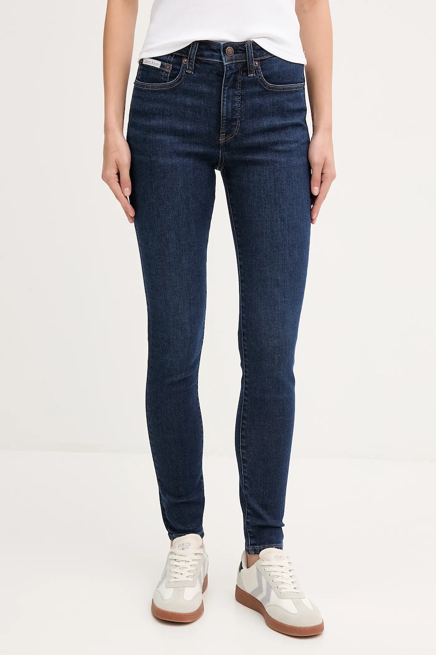 Levně Džíny Calvin Klein Jeans dámské, tmavomodrá barva, LV047B772G
