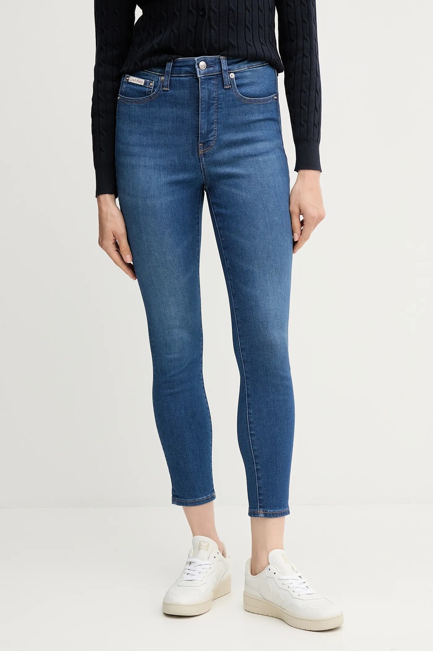 Levně Džíny Calvin Klein Jeans dámské, modrá barva, LV047B773G