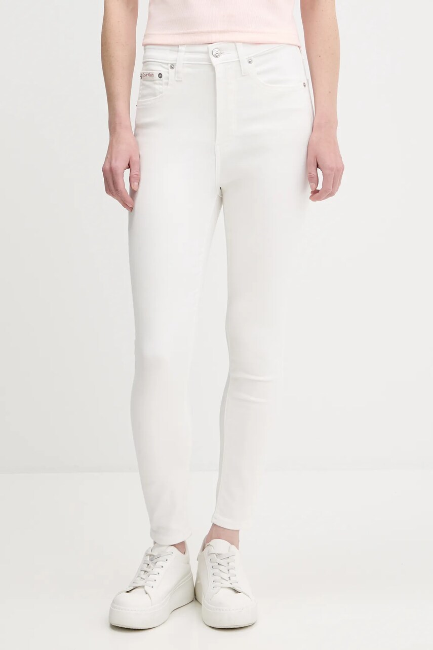 Levně Džíny Calvin Klein Jeans dámské, bílá barva, LV047B795G