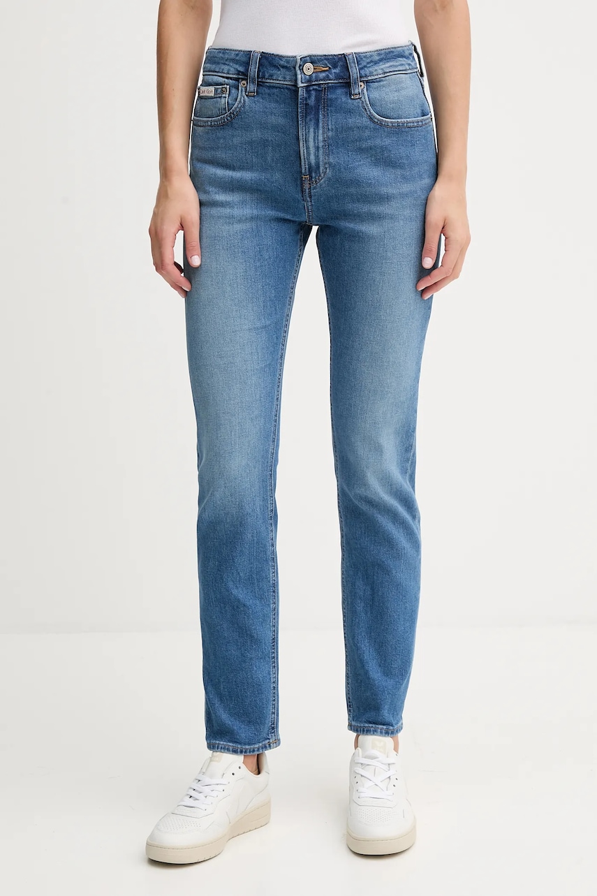 Levně Džíny Calvin Klein Jeans dámské, modrá barva, LV047C779G