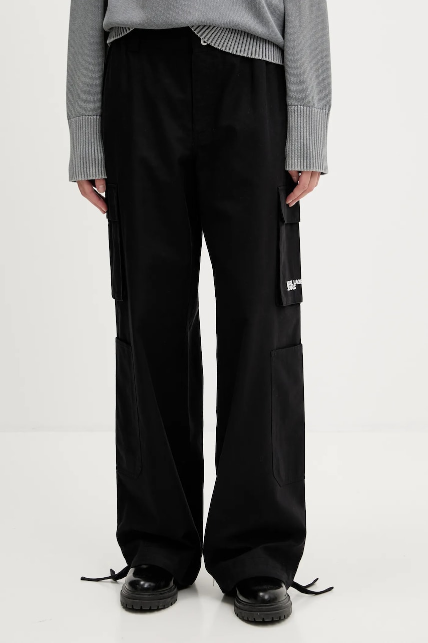 Karl Lagerfeld Jeans pantaloni culoarea negru, lat, high waist, A3W10081