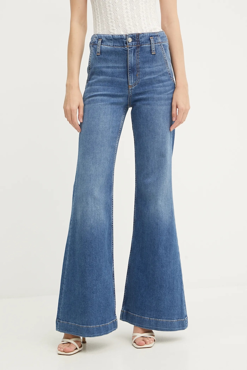BOSS blugi din amestec de mătase high waist, 50542553