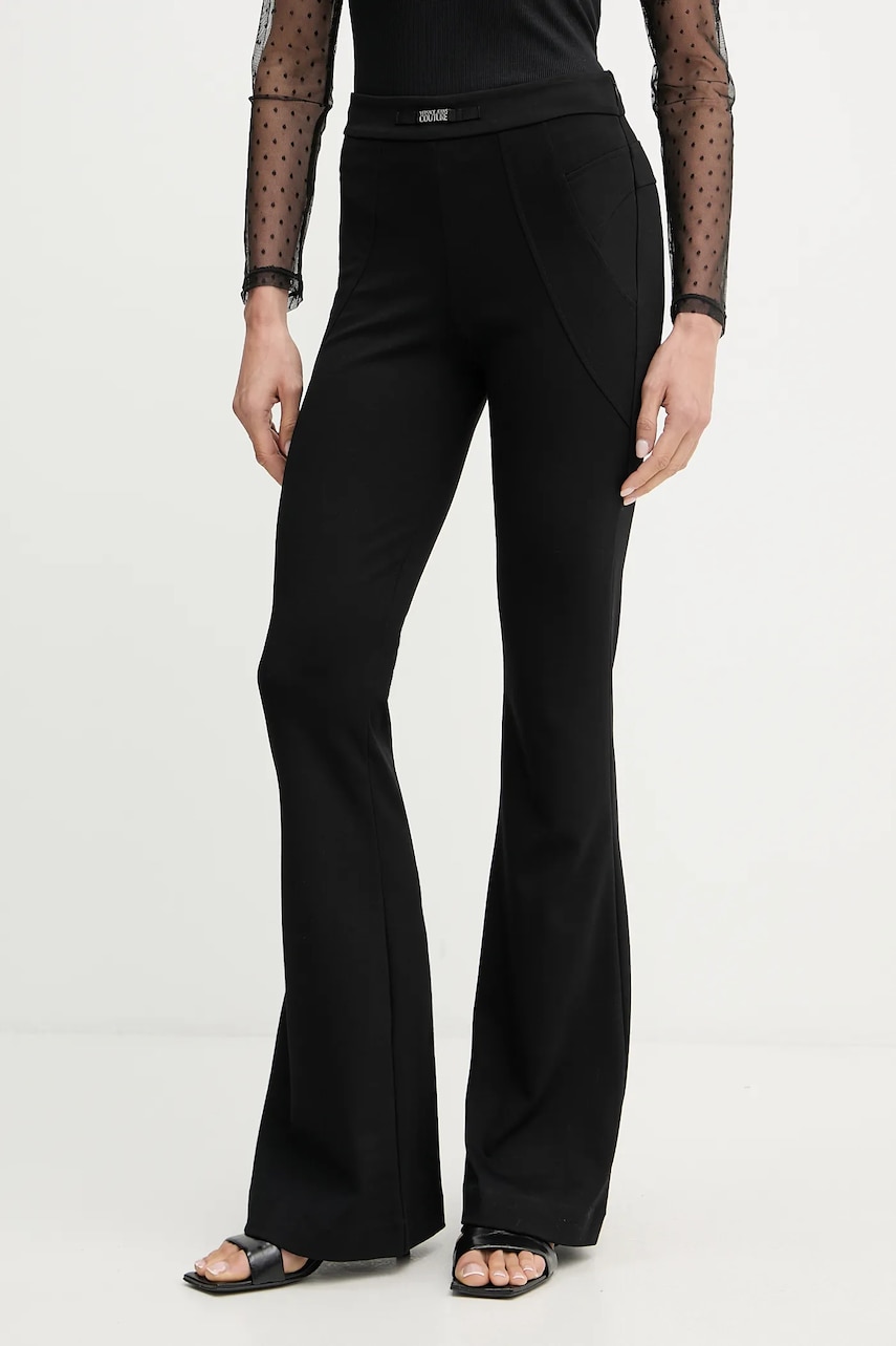 Versace Jeans Couture pantaloni culoarea negru, evazați, high waist, 79HAA105 J0092