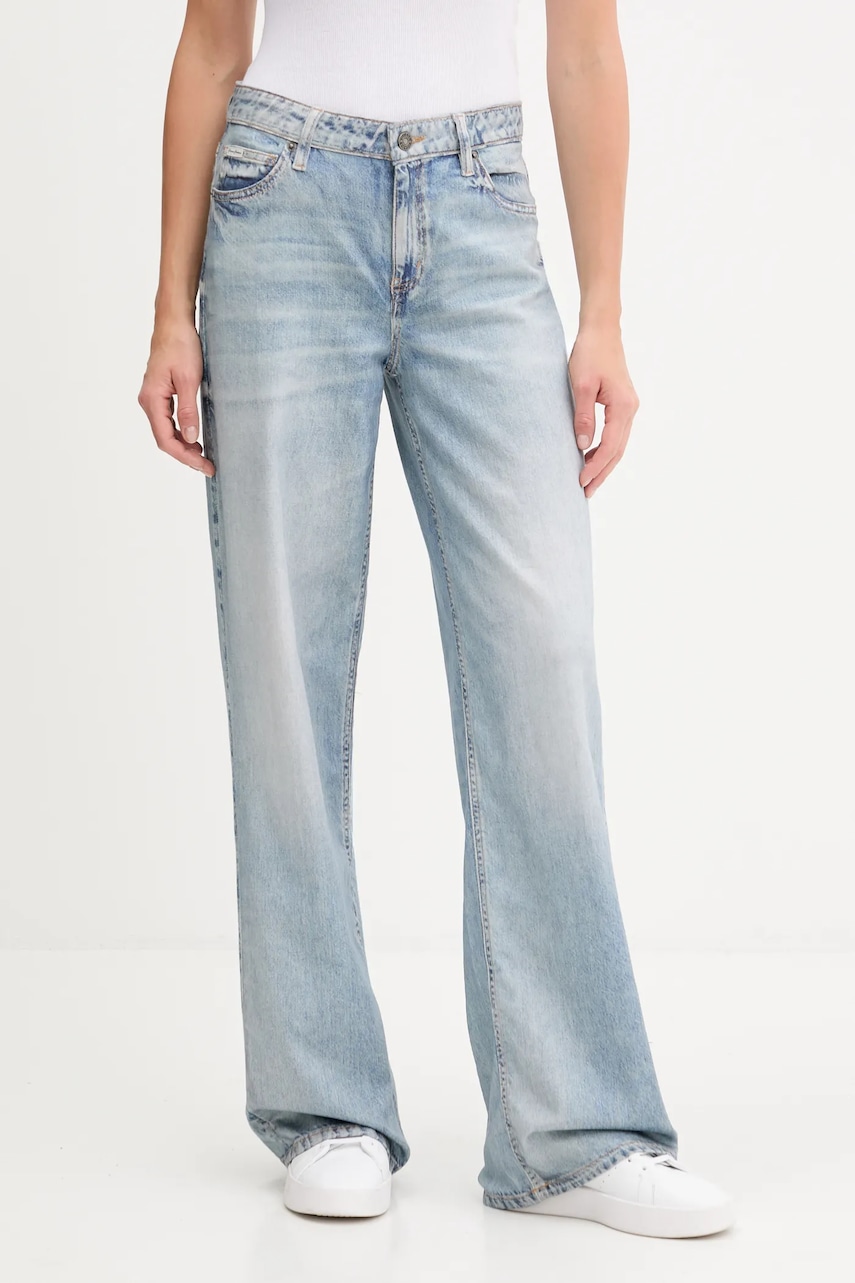 Levně Džíny Guess Jeans dámské, modrá barva, W5YA0Y D0152
